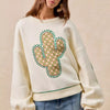 BiBi Cactus Embroidered Fleece Sweatshirt - CREAM