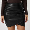 Ruched Asymmetrical Hem Skirt - Black