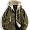 Men's Plus Size Casual Corduroy Hooded Jacket - Army Green
