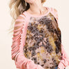 BiBi Tie Dye Leopard Burn Out Top with Contrast - BLUSH/MUSTARD