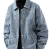 Men's Plus Size Casual Snap-Down Jacket - Light Blue
