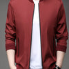 Men's Plus Size Full Zip Front Closure Bomber Jacket with Pockets - Red