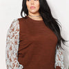 And The Why Full Size Foil Printed Sleeve Top - Brown