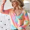 BiBi Tie Dye V-neck Terry Knit Top With Sequins - PASTEL TIE DYE