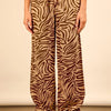 VERY J Animal Print Linen Wide Leg Pants - Taupe Zebra