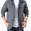 Men's Plus Size Casual Zip Up Hooded Jacket - Dark Gray