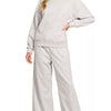 Zenana Scuba Crewneck Pullover and Pants Set - H GREY