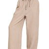 Zenana Woven Crepe Elastic Band Pants - ASH MOCHA