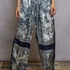 POL Floral Printed Woven Wide Leg Drawstring Pants - IVORY/NAVY FLORAL