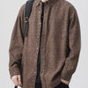 Men's Plus Size Button Up Long Sleeve Shirt - Coffee Color