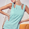 BiBi Rib Knit Shoulder Cut Out Detaied Top - MINT