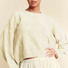 Davi & Dani Diamond Cable Pattern Drop Shoulder Sweater - Ivory