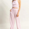 HYFVE Striped Halter Neck Top and Pants Set - PINK/WHITE