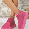 Round Toe Platform Ankle Boots - Hot Pink