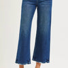RISEN Tummy Control 4 Way Stretch High Rise Crop Wide Leg Jeans - DARK