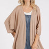 Mittoshop Open Front Batwing Sleeve Cardigan - Camel
