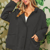 BiBi Single-Breasted Washed Fleece Jacket - Black Charcoal