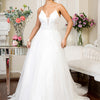 Embroidered Bodice Sweethearted Glitter Mesh Wedding Gown - Ivory