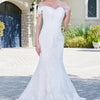 Mermaid Wedding Dress With Off-The-Shoulder Design And Embroidered Mesh - Off White