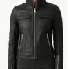 Grace Leather Black Jacket - Women Leather Jacket Black - Black