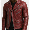 Roman Red Leather Jacket - Leather Jacket for Men Red - Red