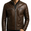 Mateo Leather Brown Jacket - Men Leather Jacket Brown - Brown