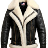 Men Aviator B3 Bomber Black Leather Jacket - Black