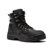 ROCKROOSTER Madison Tan 6 inch Zip-sided Steel Toe Leather Work Boots AK052 - Black