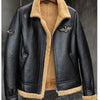 Mens Sheepskin Motorcycle Shearling Leather Bomber Jacket - -