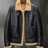 Men’s Thick Winter Motorcycle Shearling Fur Leather Jacket Coat - -