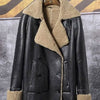 Men’s Shearling Short Fur Leather Jacket – Casual Thick Winter Coat - -