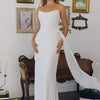 Strapless Chiffon Gown is, Sculpted Bodice and Draped Silhouette - Off White