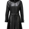 Women’s Black Hooded Leather Coat - Black