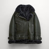 Women’s Green RAF Aviator Styled Shearling Leather Jacket - Green
