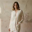 Woman wearing a soft cardigan designed for everyday layering