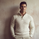 Man wearing a classic men’s knit sweater styled for a refined everyday look