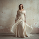 Woman wearing a plus size dress from Farnelli