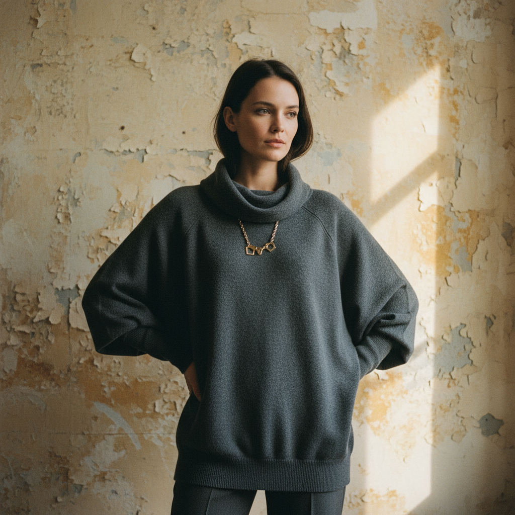 Woman wearing a relaxed-fit sweatshirt for casual everyday style