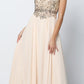 Juliet 657 Cap Sleeves Beaded Bodice A-line Long Dress