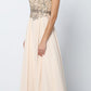 Juliet 657 Cap Sleeves Beaded Bodice A-line Long Dress