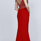 Juliet 660 Cold Shoulder Gown with V-Shape Open Back and Train