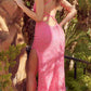 Juliet 266 Embroidered Lace Fitted Evening Dress Side Slit