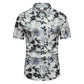 Men's Plus Size Floral Print Short Sleeve Button Down Shirt - Farnelli