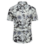 Men's Plus Size Floral Print Short Sleeve Button Down Shirt - Farnelli