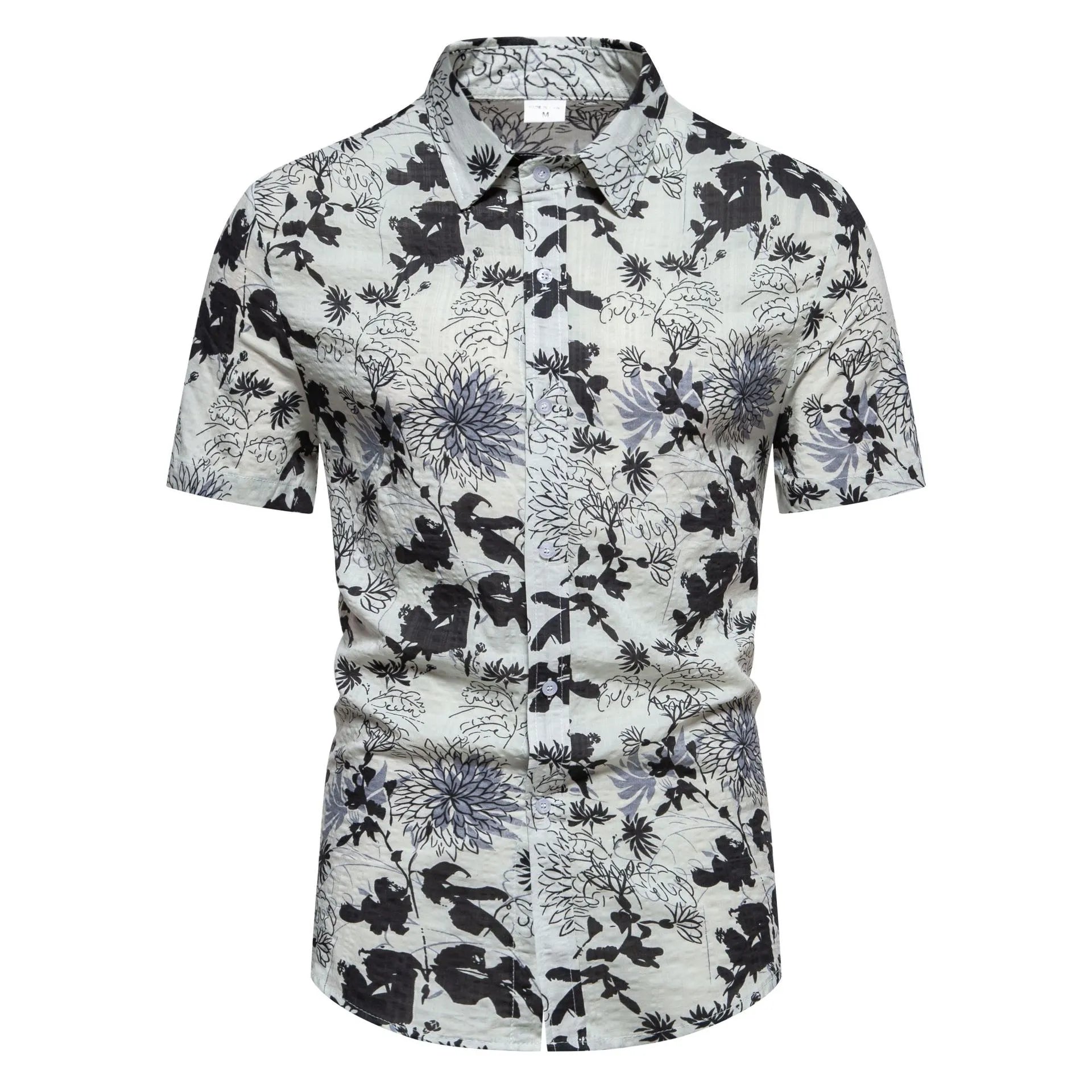 Men's Plus Size Floral Print Short Sleeve Button Down Shirt - Farnelli