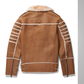 New Aviator Brown B3 Real Sheepskin Shearling Leather Bomber Flying Jacket for Men