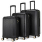 Black Diamond 3-piece expandable luggage set by Travellty with durable hard shells and telescoping handles for travel.