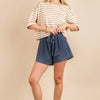 VERY J Mineral Washed Comfy Baggy Shorts - Denim