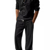 Men's Full Size Button Up Long Sleeve Shirt and Pants Plus Size - Black