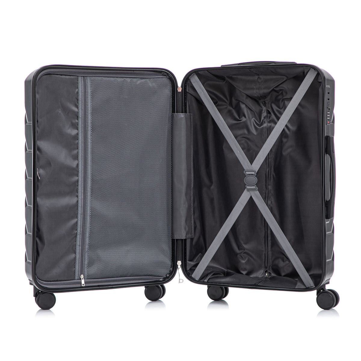 HouseOfZazla 3-piece spinner wheel luggage set with combination locks